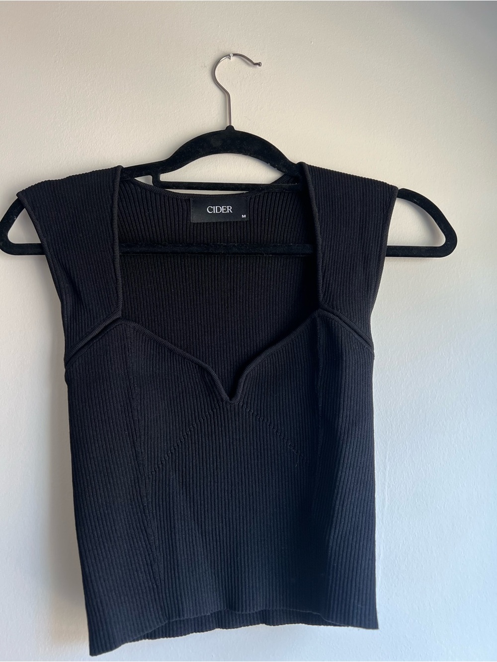 Cider Black Ribbed V-Notch Tank Top